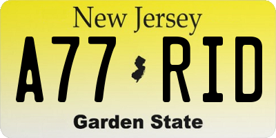 NJ license plate A77RID