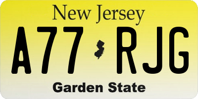 NJ license plate A77RJG