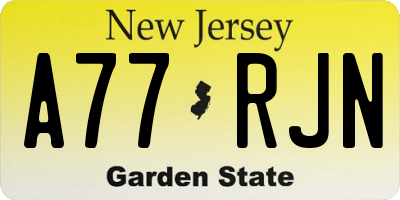 NJ license plate A77RJN
