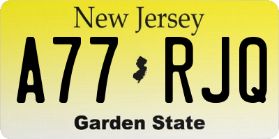 NJ license plate A77RJQ