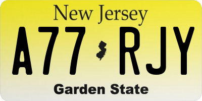 NJ license plate A77RJY