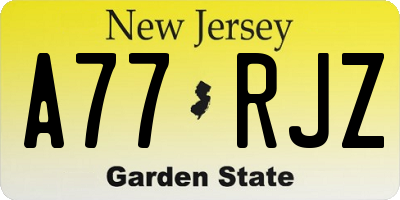 NJ license plate A77RJZ