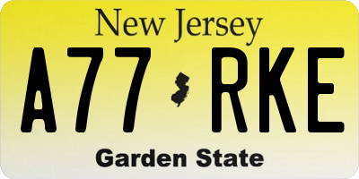 NJ license plate A77RKE