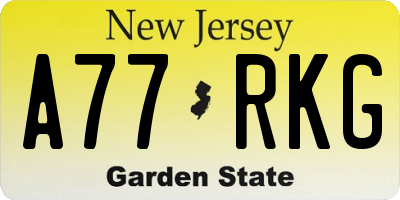 NJ license plate A77RKG