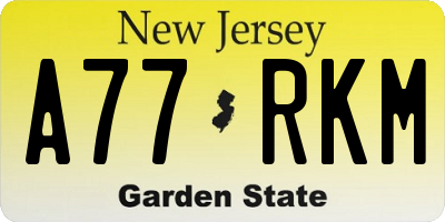 NJ license plate A77RKM