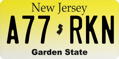NJ license plate A77RKN