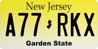 NJ license plate A77RKX