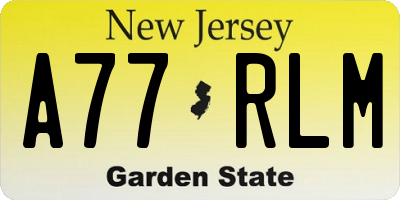 NJ license plate A77RLM