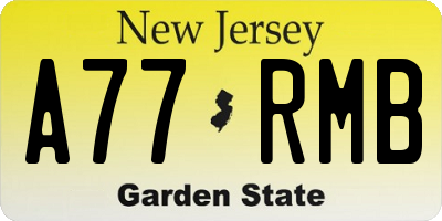 NJ license plate A77RMB