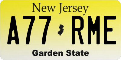 NJ license plate A77RME