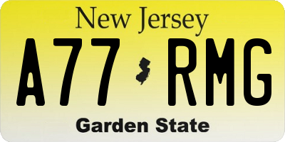 NJ license plate A77RMG