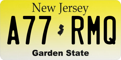 NJ license plate A77RMQ