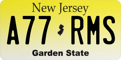 NJ license plate A77RMS