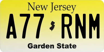 NJ license plate A77RNM