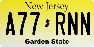 NJ license plate A77RNN