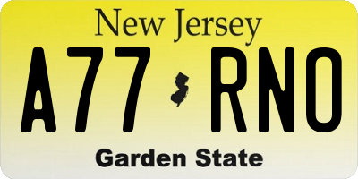 NJ license plate A77RNO