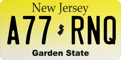 NJ license plate A77RNQ