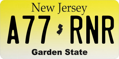 NJ license plate A77RNR