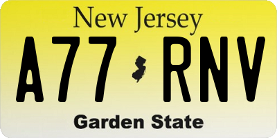 NJ license plate A77RNV