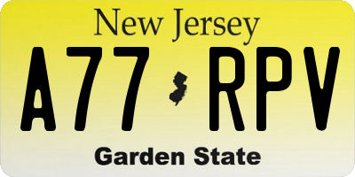 NJ license plate A77RPV
