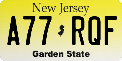 NJ license plate A77RQF