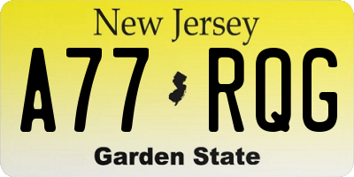 NJ license plate A77RQG