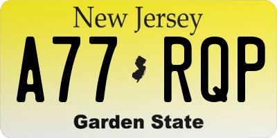 NJ license plate A77RQP