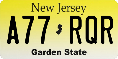 NJ license plate A77RQR