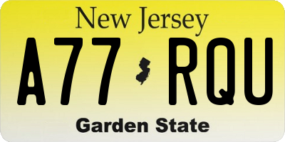 NJ license plate A77RQU