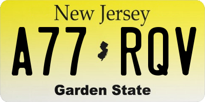 NJ license plate A77RQV