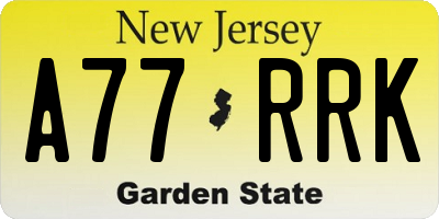 NJ license plate A77RRK