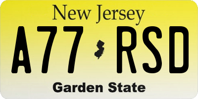 NJ license plate A77RSD