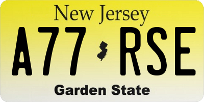 NJ license plate A77RSE
