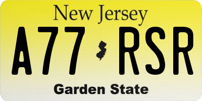 NJ license plate A77RSR
