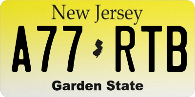 NJ license plate A77RTB