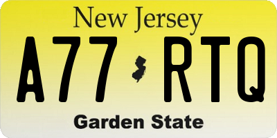 NJ license plate A77RTQ
