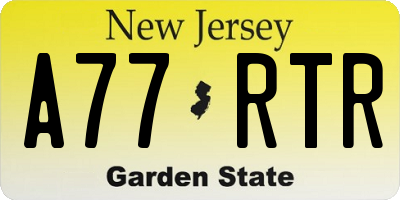 NJ license plate A77RTR