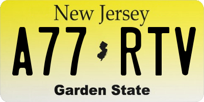 NJ license plate A77RTV