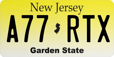 NJ license plate A77RTX