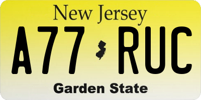 NJ license plate A77RUC
