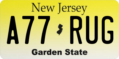 NJ license plate A77RUG