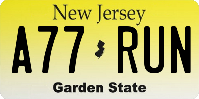 NJ license plate A77RUN