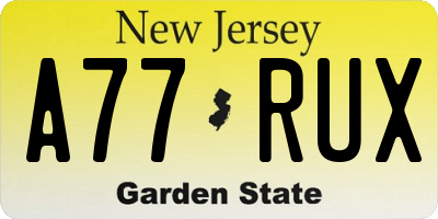 NJ license plate A77RUX