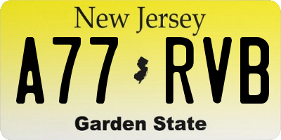NJ license plate A77RVB