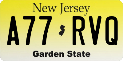 NJ license plate A77RVQ