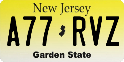 NJ license plate A77RVZ