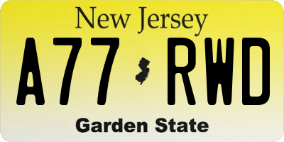 NJ license plate A77RWD