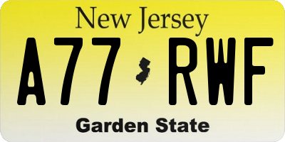NJ license plate A77RWF