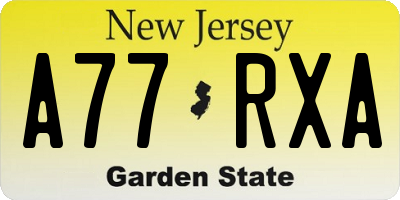 NJ license plate A77RXA