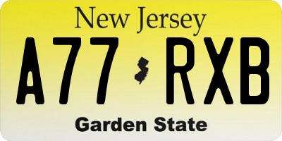 NJ license plate A77RXB